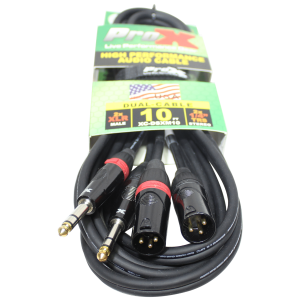 10 Ft. Balanced Dual 1/4" TRS-M to Dual XLR3-M High Performance Audio Cable - Image 2