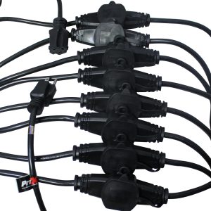 52Ft. 12/3AWG 120VAC Male to 9 Female Socket Outlets Black Power-Extension  Cord W-Covers - GTR Direct