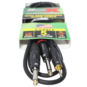 5 Ft. Unbalanced 3.5mm. Mini-TRS to Dual TS-M High Performance Audio Y Cable - Image 2