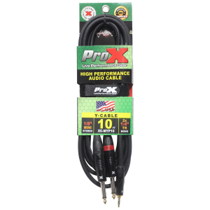 10 Ft. Unbalanced 3.5mm. Mini-TRS to Dual TS-M High Performance Audio Y Cable - Image 3