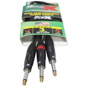 3 Ft. 1/4" TS-M to Dual 1/4" TS-M High Performance Audio Cable - Image 2