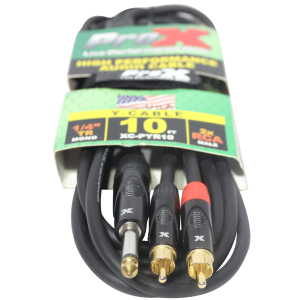 10 Ft. Unbalanced 1/4" TS-M to Dual RCA-M High Performance Audio Y Cable - Image 2