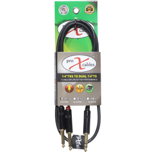 3 Ft. Unbalanced TRS-M Stereo to Dual TS-M High Performance Audio Y Cable - Image 3