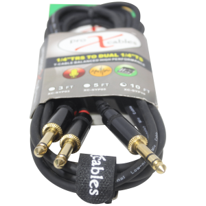 10 Ft. Unbalanced TRS-M Stereo to Dual TS High Performance Audio Y Cable - Image 2