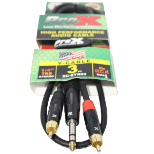 3 Ft. Unbalanced 1/4" TRS-M to Dual RCA-M High Performance Audio Cable - Image 2