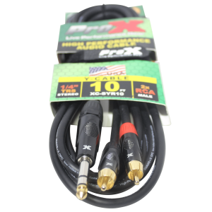 10 Ft. Unbalanced 1/4" TRS-M to Dual RCA-M High Performance Audio Cable - Image 2