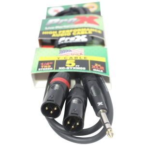 5 Ft. 1/4" TRS-M Stereo to Dual XLR3-M High Performance Y Cable - Image 2
