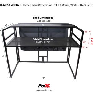 MESA MEDIA MK2 DJ Facade Table Workstation Includes TV Bracket Mount White & Black Scrims and Carry Bag - Image 16