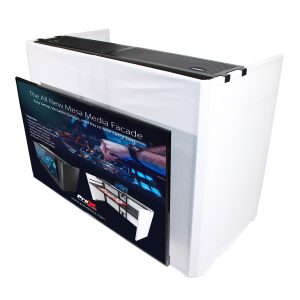 MESA MEDIA MK2 DJ Facade Table Workstation Includes TV Bracket Mount White & Black Scrims and Carry Bag - Image 6
