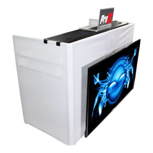 MESA MEDIA MK2 DJ Facade Table Workstation Includes TV Bracket Mount White & Black Scrims and Carry Bag - Image 7