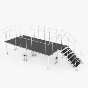 ProX 8' x 16' Social Distancing Platform with Stairs, Guard Rails, and Telescoping Legs Lifts up to 48" - Image 2