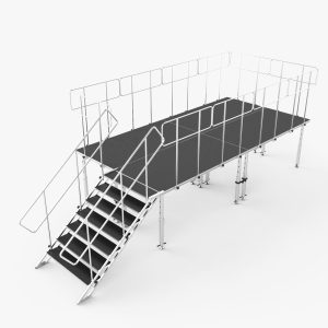 ProX 8' x 16' Social Distancing Platform with Stairs, Guard Rails, and Telescoping Legs Lifts up to 48"