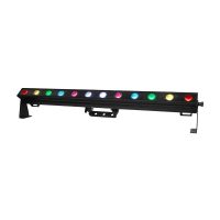 Front view of quad-colored linear wash fixture