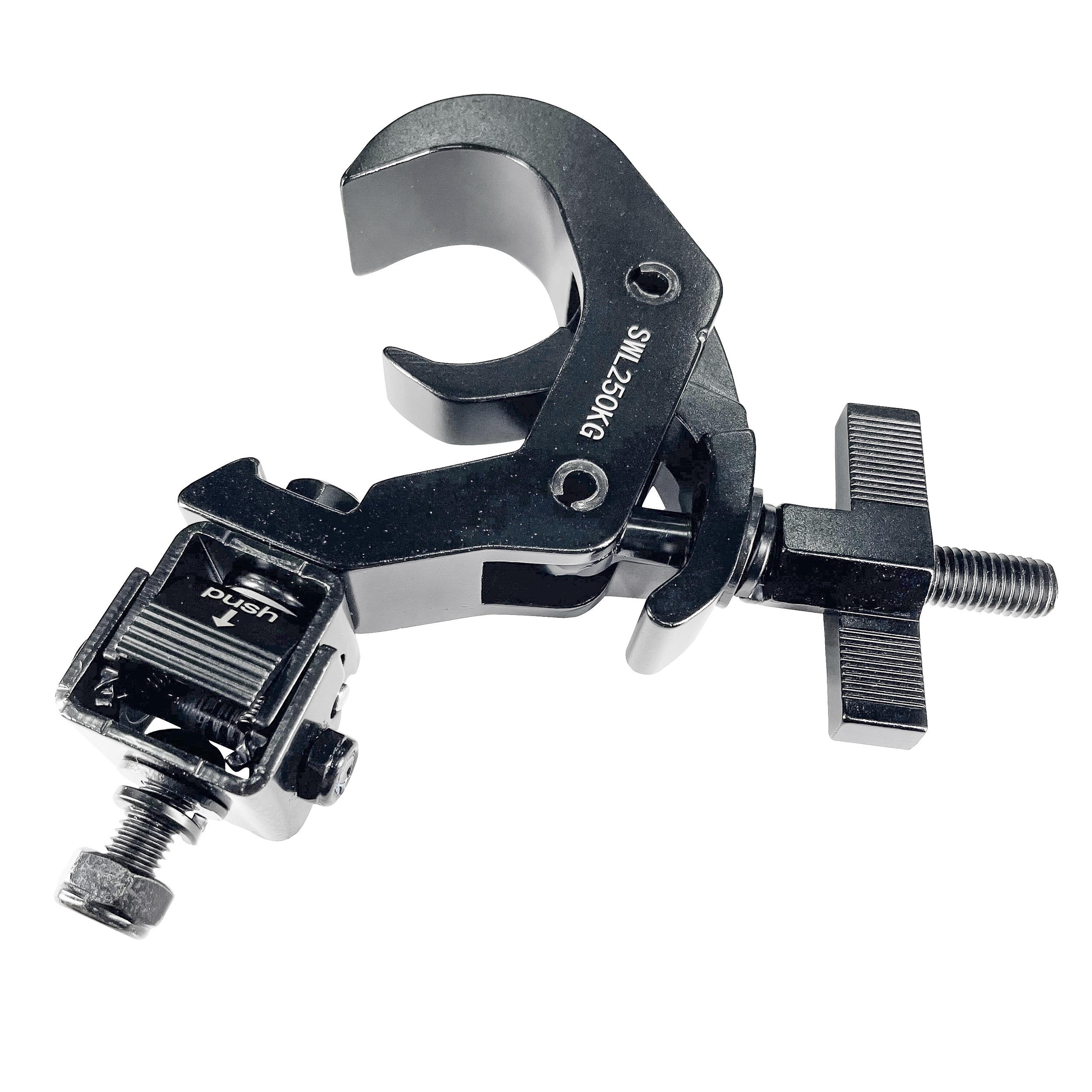 Set of (4) Quick 90º Folding Clamp Adapters with T-C12 Truss Clamp 2 in.  Diameter Black Finish - Max Load: 330 lbs