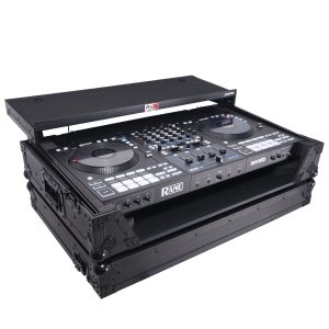 ATA Flight Style Road Case For RANE Four DJ Controller with Laptop Shelf 1U Rack Space LED and Wheels - Black Finish - Image 5