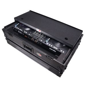 ATA Flight Style Road Case For RANE Four DJ Controller with Laptop Shelf 1U Rack Space LED and Wheels - Black Finish - Image 8