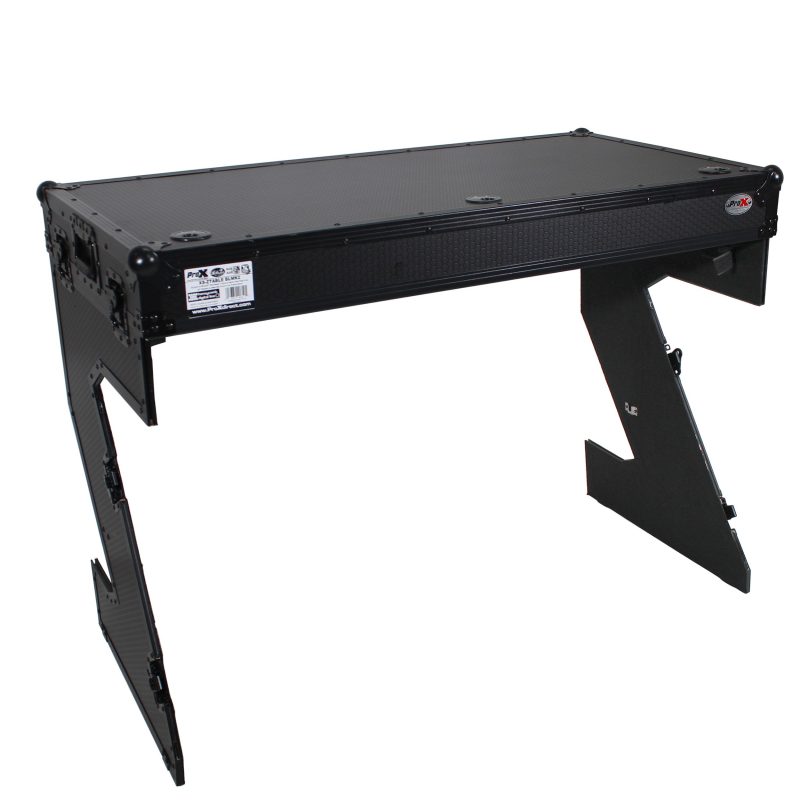 DJ Z-Table Folding DJ Table Mobile Workstation Flight Case Style with Handles and Wheels - Black Finish - Image 4