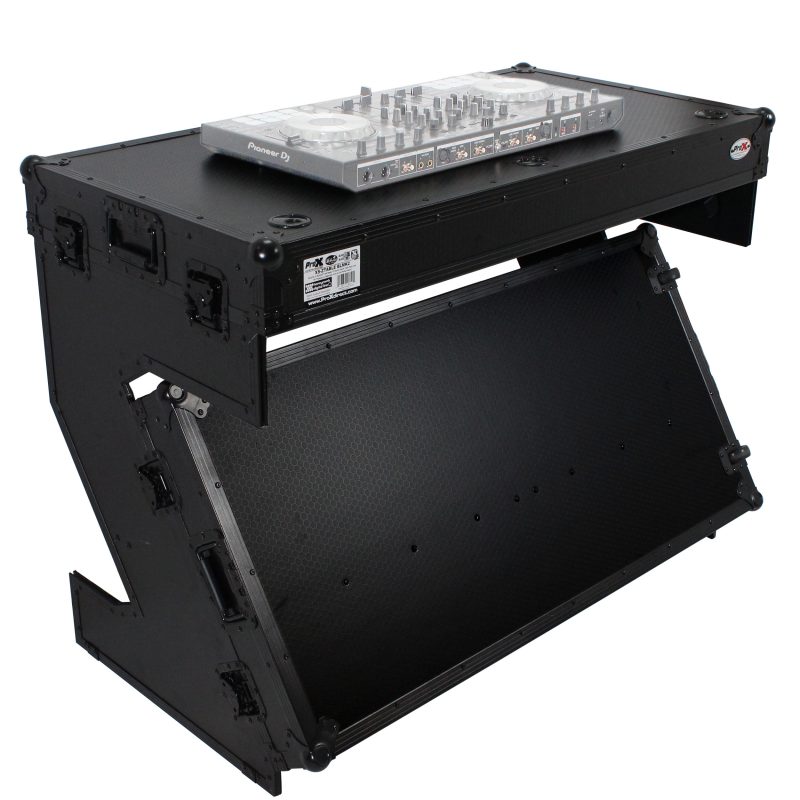 DJ Z-Table Folding DJ Table Mobile Workstation Flight Case Style with Handles and Wheels - Black Finish - Image 6