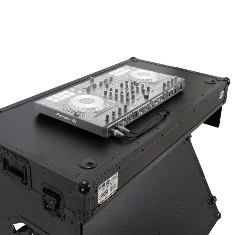 DJ Z-Table Folding DJ Table Mobile Workstation Flight Case Style with Handles and Wheels - Black Finish - Image 5