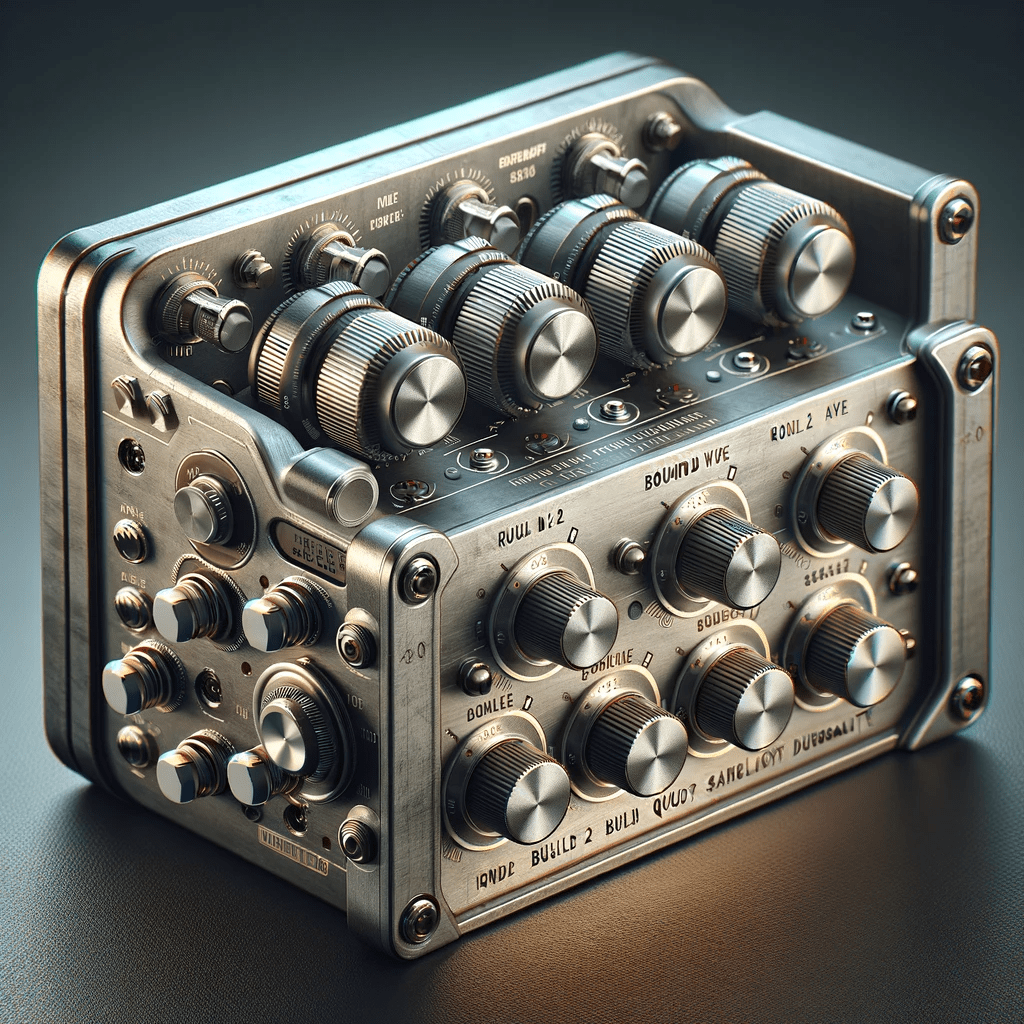 Close-up image of a durable, metallic-finished audio preamp emphasizing its robust build, with the title 'Round 2: Build Quality and Durability'.