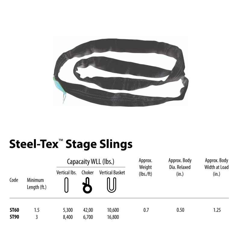 6ft SpanSet slings truss rigging SteelTex Round Stage with aircraft steel cable inside - Made in USA - Image 2