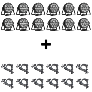 LumiOS Smart 80 LED CAN Par Lights (x12) & ProX Aluminum M10 O-Clamps (x12) – Bundle