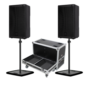Portable Speakers with Stands Package: (2) RCF ART-910, ProX Road Case & (2) Chauvet DJ FLEXstand