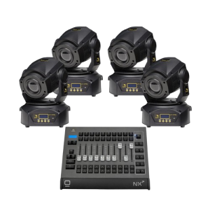 Professional DMX Lighting Controller Package: Obsidian Control & 4 Moving Head Lights