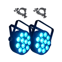 LumiOS Smart 80 Slim Par Wash Lights 2-pack Deal (with Aluminum Slim M10 O-Clamps)