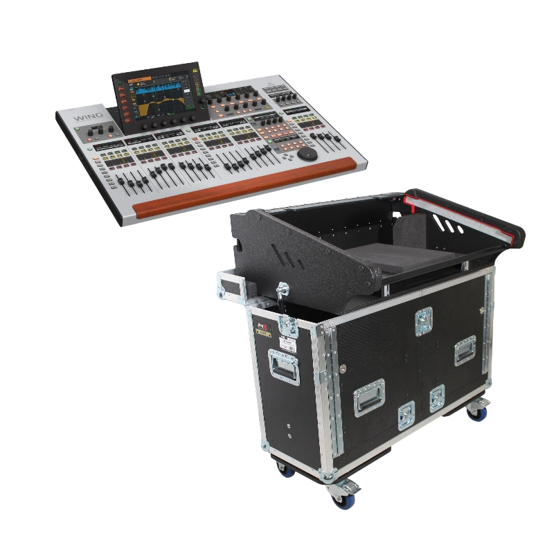 Professional Audio Mixer and Flip-Ready Case Bundle Behringer Wing 48-Channel Digital Mixer Retracting Hydraulic Lift Flight Case