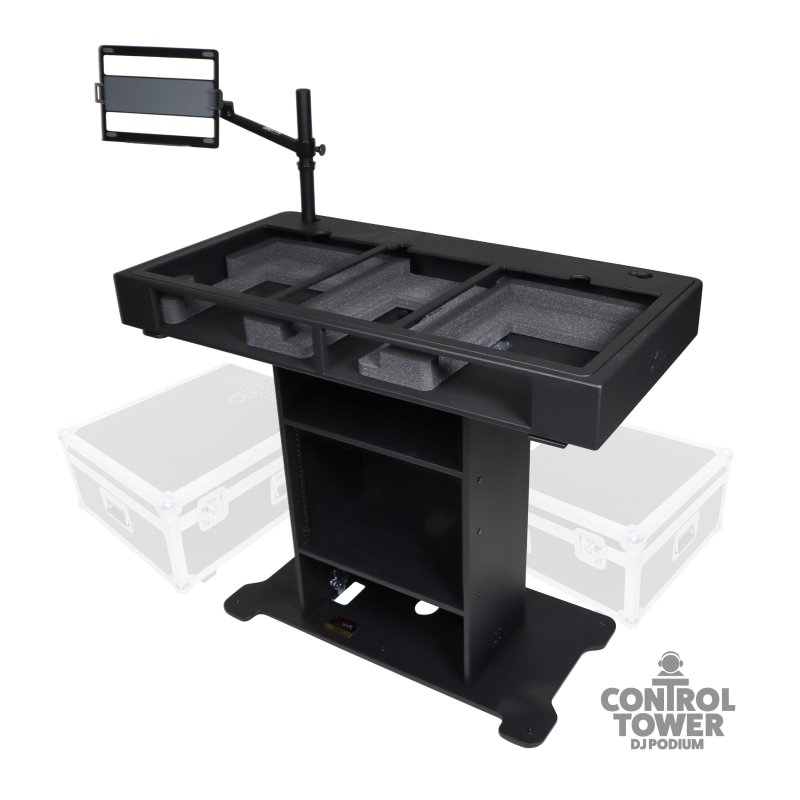 ProX XZF-DJXLCTW XL DJ Control Tower in Black Fits 2x CDJ3000-A9 or 2x Rane12 -72 or Opus Quad - incl 2 Flight cases