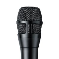 Nexadyne Close-up of a black Shure handheld microphone