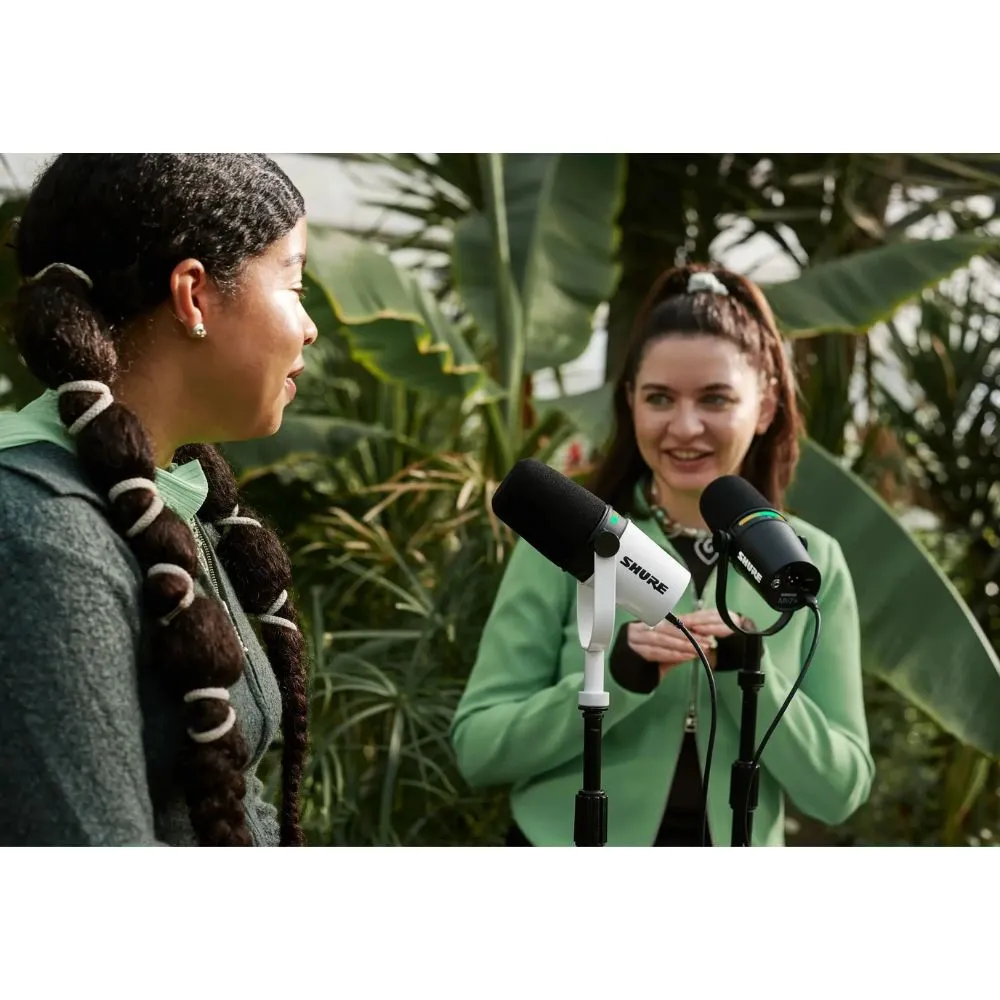 Outdoor Interview View of Shure MV7+ White