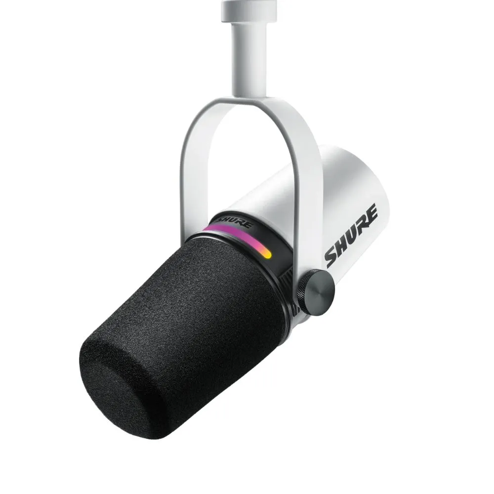 Side view of Shure MV7+ White