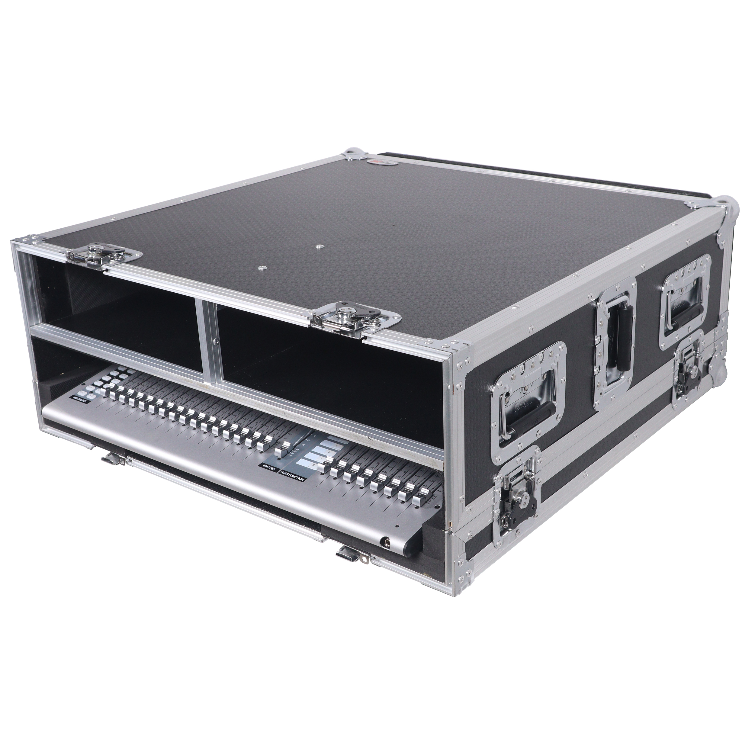 XS-PRE32SXDHW Flight case with mixer and compartments for accessories.